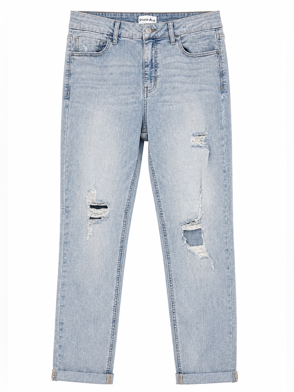Studio Blue Straight leg Light Wash Distressed Jeans